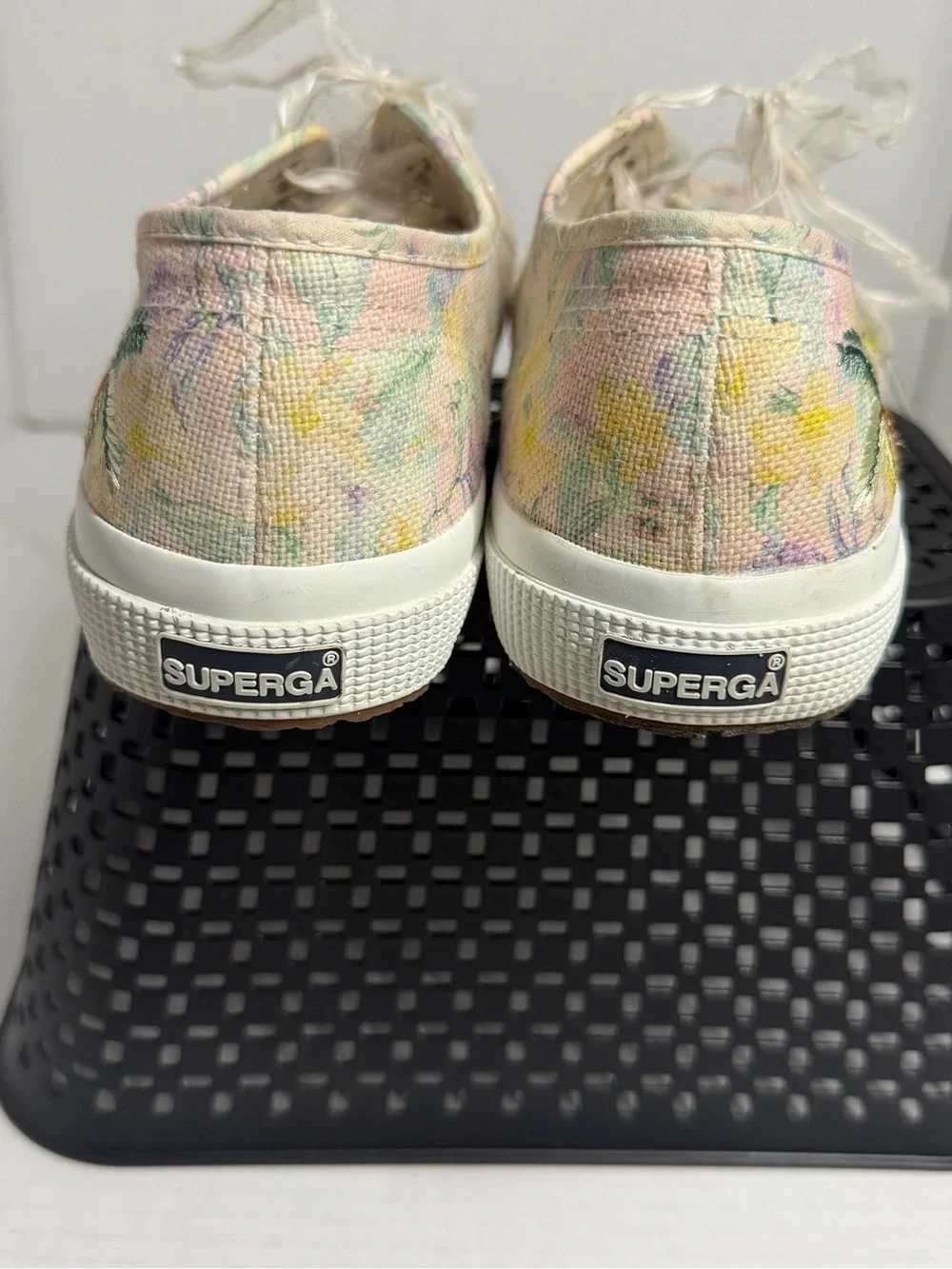 Love Shack Fancy Palm-Print Canvas Sneakers - Pastel Pink/Yellow W8.5